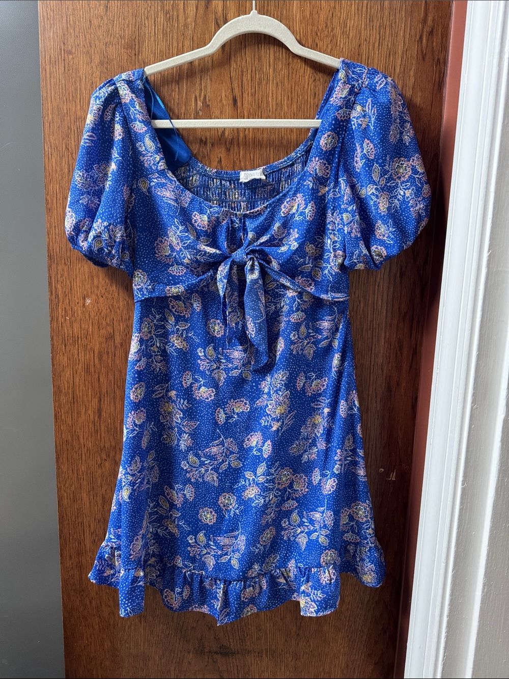 Sienna Sky Blue Floral Tie-Front Mini Dress